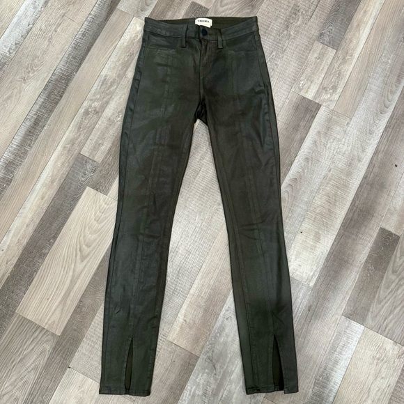 L'AGENCE High Rise Split Ankle Jeans in Noir Coated - Picture 2 of 8